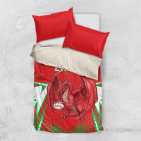 Wales Rugby Custom Bedding Set Dragon Scales Style - Wonder Print Shop