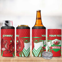 Wales Rugby Custom 4 in 1 Can Cooler Tumbler Dragon Scales Style - Wonder Print Shop