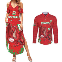 Wales Rugby Custom Couples Matching Summer Maxi Dress and Long Sleeve Button Shirt Dragon Scales Style - Wonder Print Shop