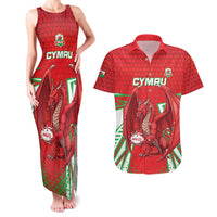 Wales Rugby Custom Couples Matching Tank Maxi Dress and Hawaiian Shirt Dragon Scales Style - Wonder Print Shop