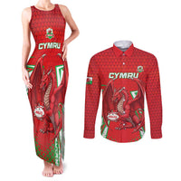Wales Rugby Custom Couples Matching Tank Maxi Dress and Long Sleeve Button Shirt Dragon Scales Style - Wonder Print Shop