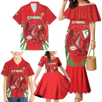 Wales Rugby Custom Family Matching Mermaid Dress and Hawaiian Shirt Dragon Scales Style - Wonder Print Shop