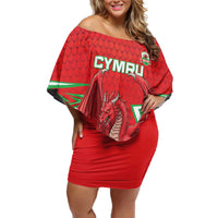 Wales Rugby Custom Family Matching Off Shoulder Short Dress and Hawaiian Shirt Dragon Scales Style - Wonder Print Shop
