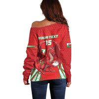 Wales Rugby Custom Off Shoulder Sweater Dragon Scales Style - Wonder Print Shop