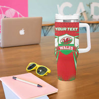 Wales Rugby Custom Tumbler With Handle Dragon Scales Style - Wonder Print Shop