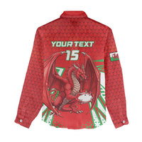 Wales Rugby Custom Women Casual Shirt Dragon Scales Style - Wonder Print Shop