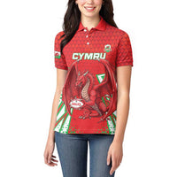 Wales Rugby Custom Women Polo Shirt Dragon Scales Style - Wonder Print Shop