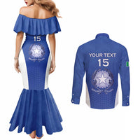 Italy Rugby Custom Couples Matching Mermaid Dress and Long Sleeve Button Shirt Go Gli Azzurri - Wonder Print Shop
