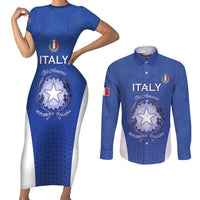 Italy Rugby Custom Couples Matching Short Sleeve Bodycon Dress and Long Sleeve Button Shirt Go Gli Azzurri - Wonder Print Shop