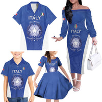 Italy Rugby Custom Family Matching Off The Shoulder Long Sleeve Dress and Hawaiian Shirt Go Gli Azzurri - Wonder Print Shop