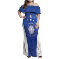 Italy Rugby Custom Family Matching Off Shoulder Maxi Dress and Hawaiian Shirt Go Gli Azzurri - Wonder Print Shop