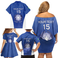 Italy Rugby Custom Family Matching Off Shoulder Short Dress and Hawaiian Shirt Go Gli Azzurri - Wonder Print Shop