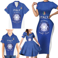 Italy Rugby Custom Family Matching Short Sleeve Bodycon Dress and Hawaiian Shirt Go Gli Azzurri - Wonder Print Shop