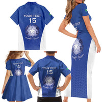 Italy Rugby Custom Family Matching Short Sleeve Bodycon Dress and Hawaiian Shirt Go Gli Azzurri - Wonder Print Shop