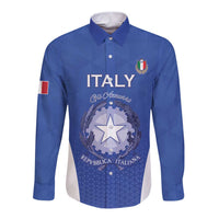 Italy Rugby Custom Long Sleeve Button Shirt Go Gli Azzurri - Wonder Print Shop