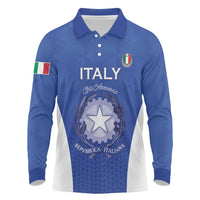 Italy Rugby Custom Long Sleeve Polo Shirt Go Gli Azzurri - Wonder Print Shop