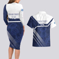 Scotland Rugby Custom Couples Matching Long Sleeve Bodycon Dress and Hawaiian Shirt Come On Thistle - Wonder Print Shop