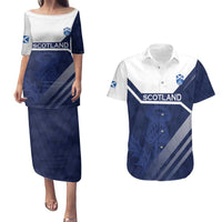 Scotland Rugby Custom Couples Matching Puletasi and Hawaiian Shirt Come On Thistle - Wonder Print Shop