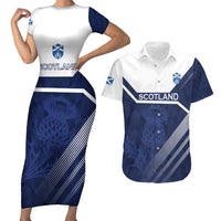 Scotland Rugby Custom Couples Matching Short Sleeve Bodycon Dress and Hawaiian Shirt Come On Thistle - Wonder Print Shop