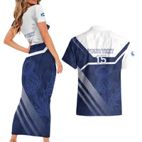 Scotland Rugby Custom Couples Matching Short Sleeve Bodycon Dress and Hawaiian Shirt Come On Thistle - Wonder Print Shop
