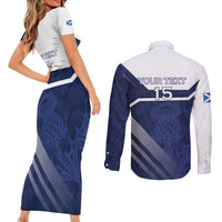Scotland Rugby Custom Couples Matching Short Sleeve Bodycon Dress and Long Sleeve Button Shirt Come On Thistle - Wonder Print Shop