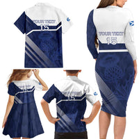 Scotland Rugby Custom Family Matching Long Sleeve Bodycon Dress and Hawaiian Shirt Come On Thistle - Wonder Print Shop