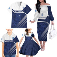 Scotland Rugby Custom Family Matching Off The Shoulder Long Sleeve Dress and Hawaiian Shirt Come On Thistle - Wonder Print Shop