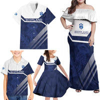Scotland Rugby Custom Family Matching Off Shoulder Maxi Dress and Hawaiian Shirt Come On Thistle - Wonder Print Shop