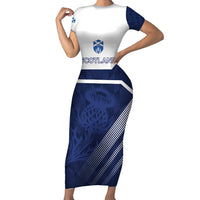 Scotland Rugby Custom Short Sleeve Bodycon Dress Come On Thistle - Wonder Print Shop