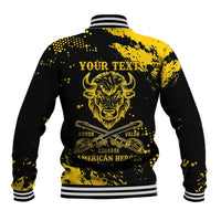Personalized Bison Buffalo Soldiers Baseball Jacket American Heroes - Black Grunge Style - Wonder Print Shop