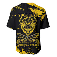 Personalized Bison Buffalo Soldiers Baseball Jersey American Heroes - Black Grunge Style - Wonder Print Shop