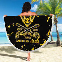 Personalized Bison Buffalo Soldiers Beach Blanket American Heroes - Black Grunge Style - Wonder Print Shop