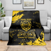 Personalized Bison Buffalo Soldiers Blanket American Heroes - Black Grunge Style - Wonder Print Shop