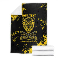 Personalized Bison Buffalo Soldiers Blanket American Heroes - Black Grunge Style - Wonder Print Shop