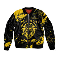 Personalized Bison Buffalo Soldiers Bomber Jacket American Heroes - Black Grunge Style - Wonder Print Shop