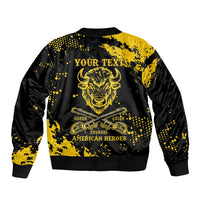 Personalized Bison Buffalo Soldiers Bomber Jacket American Heroes - Black Grunge Style - Wonder Print Shop