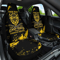 Personalized Bison Buffalo Soldiers Car Seat Cover American Heroes - Black Grunge Style - Wonder Print Shop