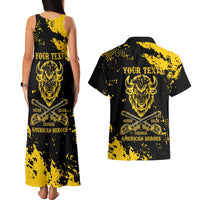 Personalized Bison Buffalo Soldiers Couples Matching Tank Maxi Dress and Hawaiian Shirt American Heroes - Black Grunge Style - Wonder Print Shop