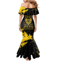 Personalized Bison Buffalo Soldiers Family Matching Mermaid Dress and Hawaiian Shirt American Heroes - Black Grunge Style - Wonder Print Shop