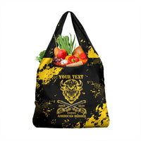 Personalized Bison Buffalo Soldiers Grocery Bag American Heroes - Black Grunge Style - Wonder Print Shop