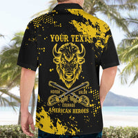 Personalized Bison Buffalo Soldiers Hawaiian Shirt American Heroes - Black Grunge Style - Wonder Print Shop
