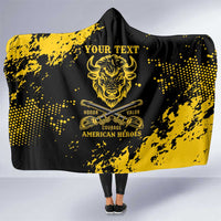 Personalized Bison Buffalo Soldiers Hooded Blanket American Heroes - Black Grunge Style - Wonder Print Shop