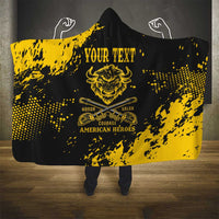 Personalized Bison Buffalo Soldiers Hooded Blanket American Heroes - Black Grunge Style - Wonder Print Shop