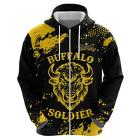 Personalized Bison Buffalo Soldiers Hoodie American Heroes - Black Grunge Style - Wonder Print Shop