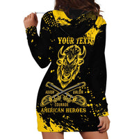 Personalized Bison Buffalo Soldiers Hoodie Dress American Heroes - Black Grunge Style - Wonder Print Shop