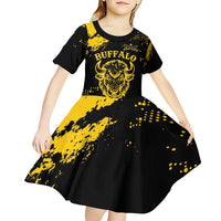 Personalized Bison Buffalo Soldiers Kid Short Sleeve Dress American Heroes - Black Grunge Style - Wonder Print Shop