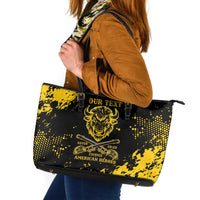 Personalized Bison Buffalo Soldiers Leather Tote Bag American Heroes - Black Grunge Style - Wonder Print Shop