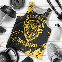 Personalized Bison Buffalo Soldiers Men Tank Top American Heroes - Black Grunge Style - Wonder Print Shop