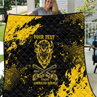 Personalized Bison Buffalo Soldiers Quilt American Heroes - Black Grunge Style - Wonder Print Shop