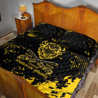 Personalized Bison Buffalo Soldiers Quilt Bed Set American Heroes - Black Grunge Style - Wonder Print Shop